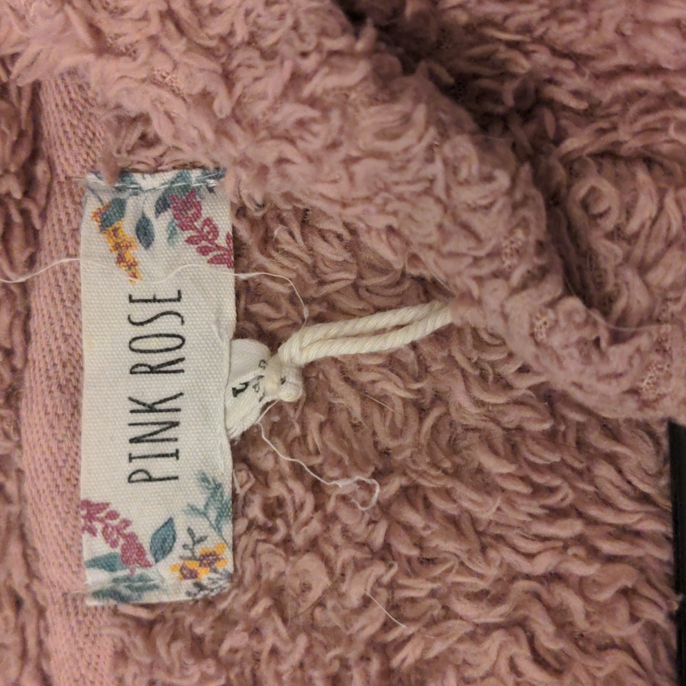 Dusty pink hooded fleece jacket - Picture 3 of 3
